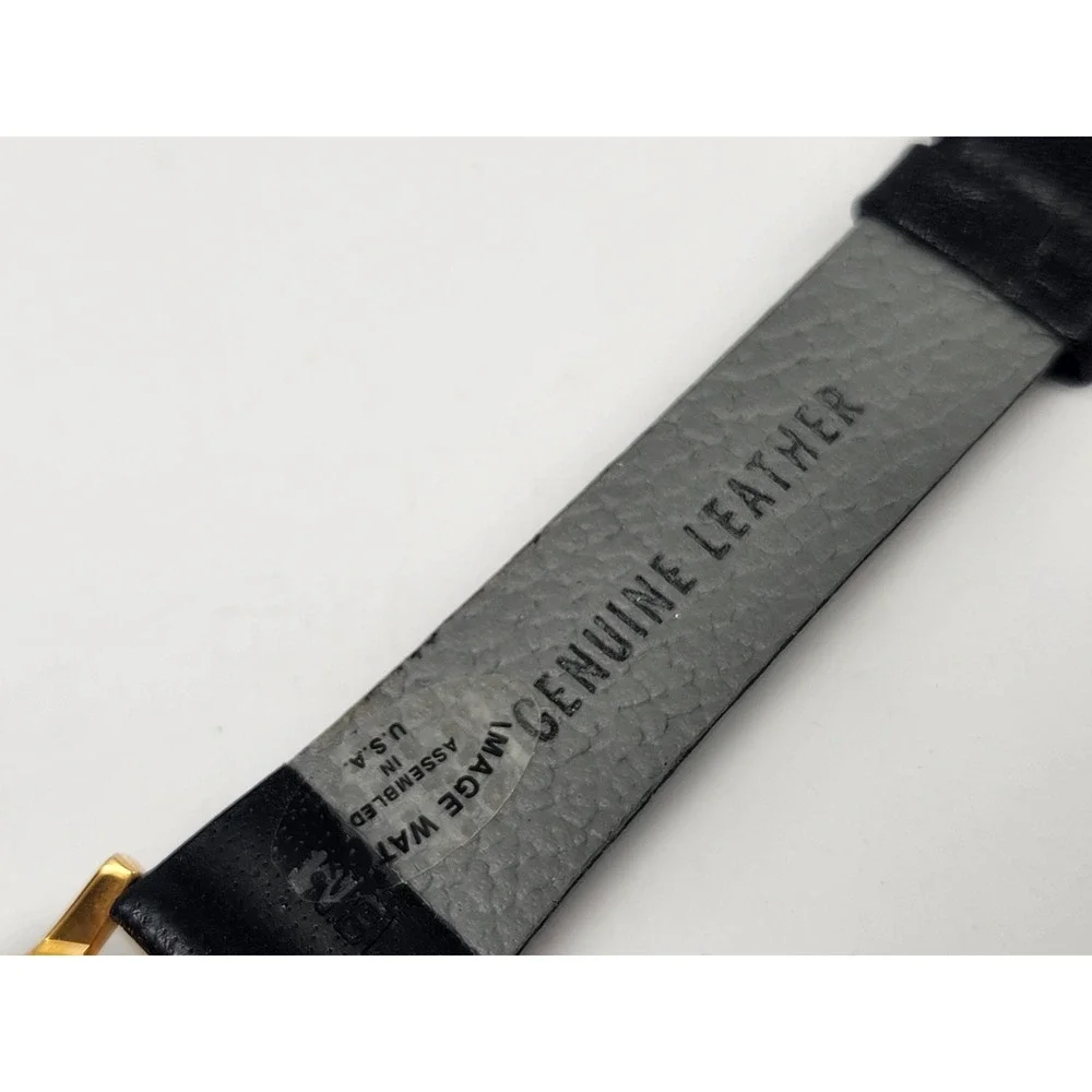 Image Watches Inc California Quartz White Dial Gold Case Black Leather Strap